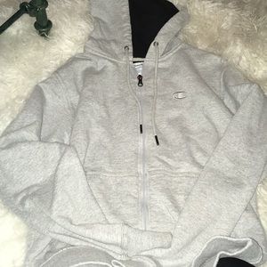 Champion grey zipper up .